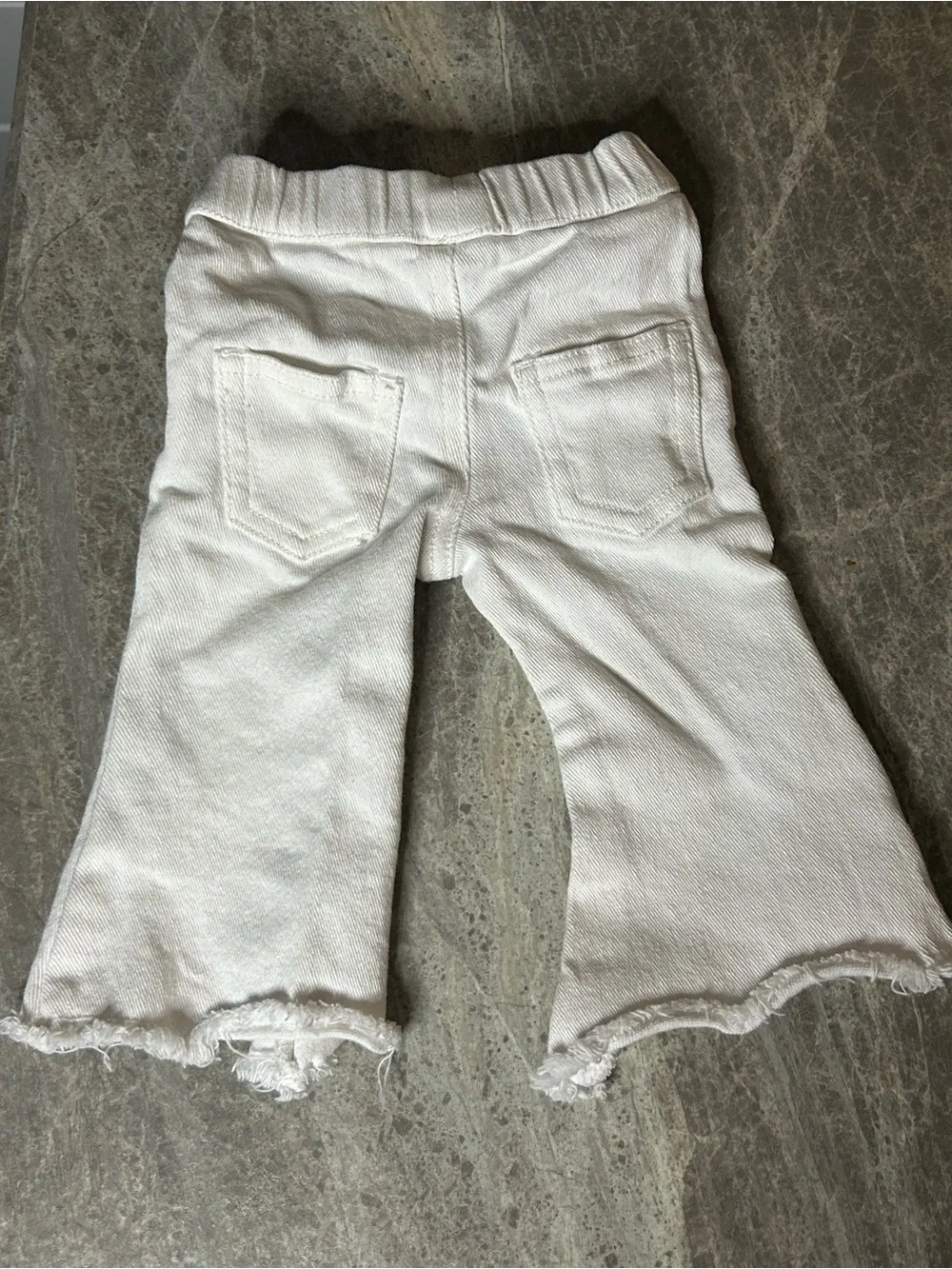 Kids White Frayed Hem Pull-On Flared Jeans